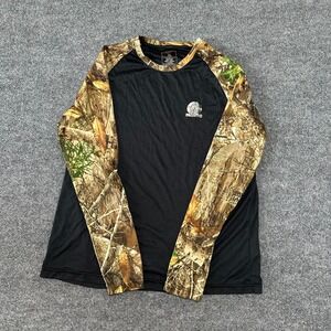 Ocean + Coast Shirt Mens Large Black Camo Realtree Raglan Long Sleeve Athletic